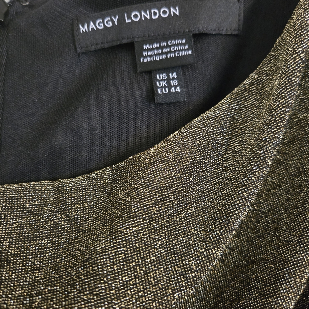 Maggy London Cowl Neck Metallic  Evening Gown - Picture 6 of 8